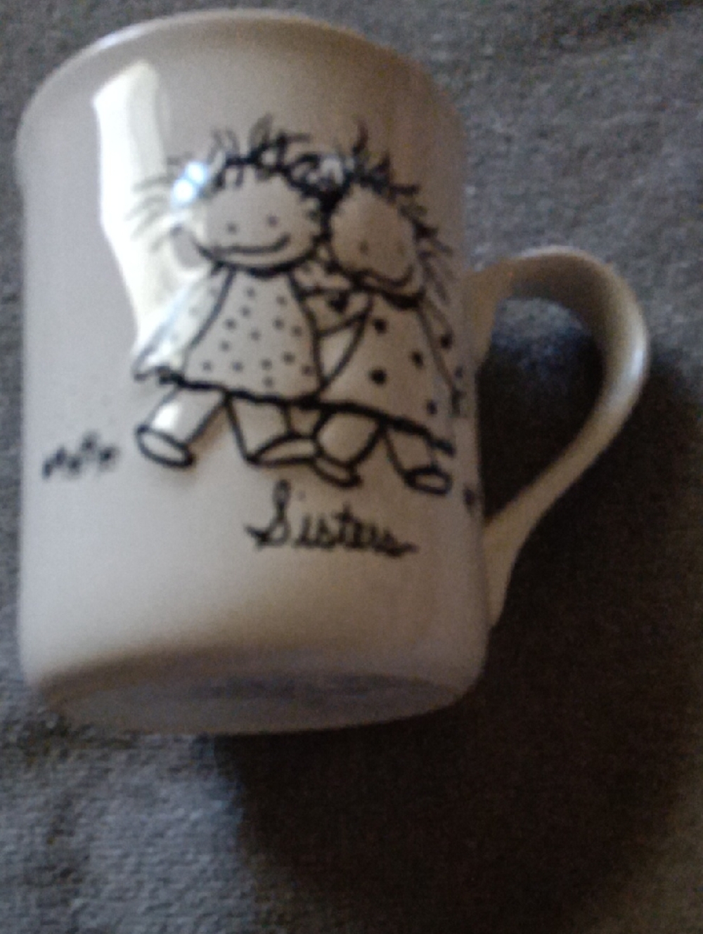 White Ceramic 'Sisters' Illustration Mug